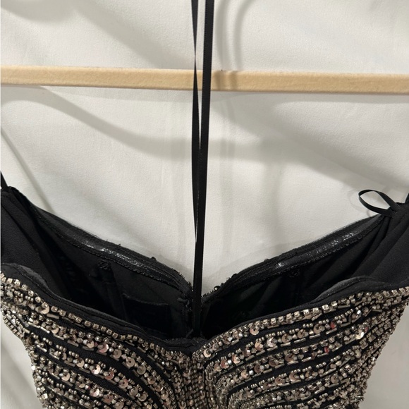 Pronovias Black Strapless Dress with Silver - Atos style 48- Beading size 4 - Picture 6 of 15